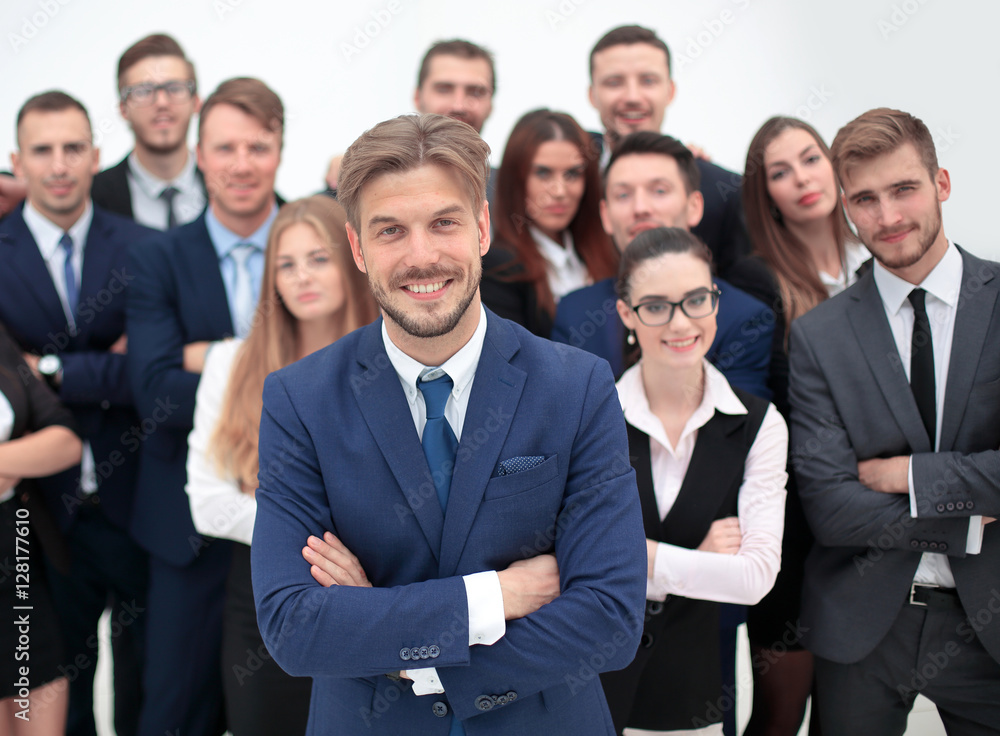 Portrait of smiling business people against white background Portrait of smiling business people against white background