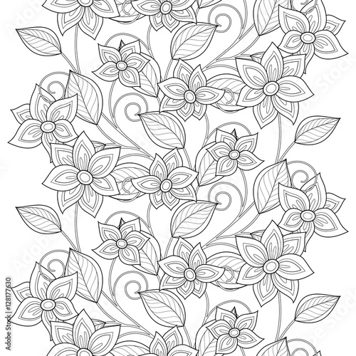 Vector Seamless Monochrome Floral Pattern