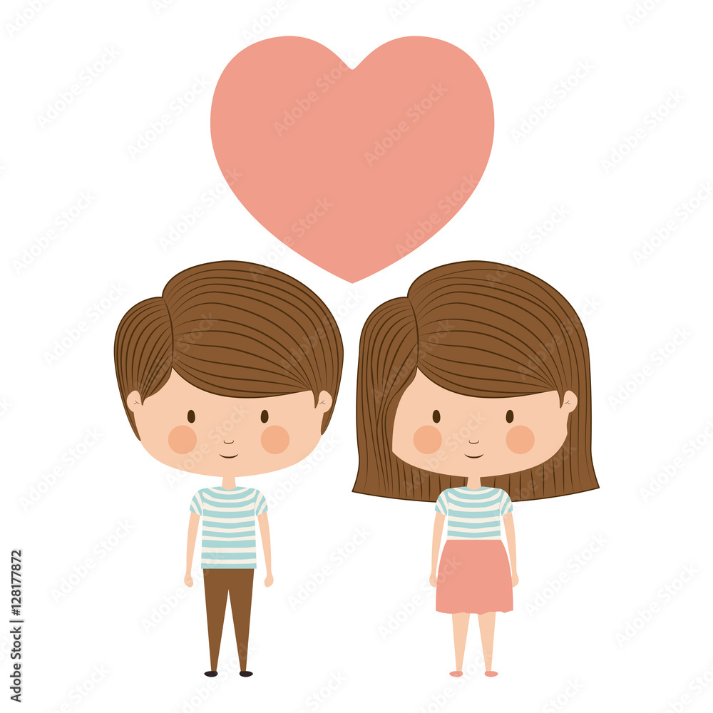 Boy and girl cartoon in love icon. Kid childhood little people and person theme. Isolated design. Vector illustration Boy and girl cartoon in love icon. Kid childhood little people and person theme. Isolated design. Vector illustration