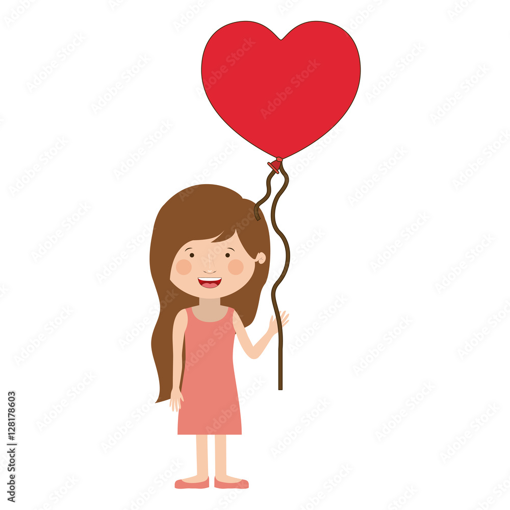 Girl cartoon with heart balloon icon. Kid childhood little people and person theme. Isolated design. Vector illustration Girl cartoon with heart balloon icon. Kid childhood little people and person theme. Isolated design. Vector illustration
