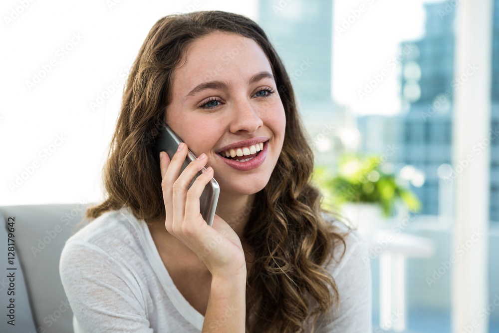 Happy woman calling Happy woman calling