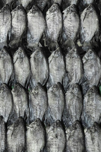 Street market fresh fish display, Binh Tay Market, Ho Chi Minh City, Vietnam photo