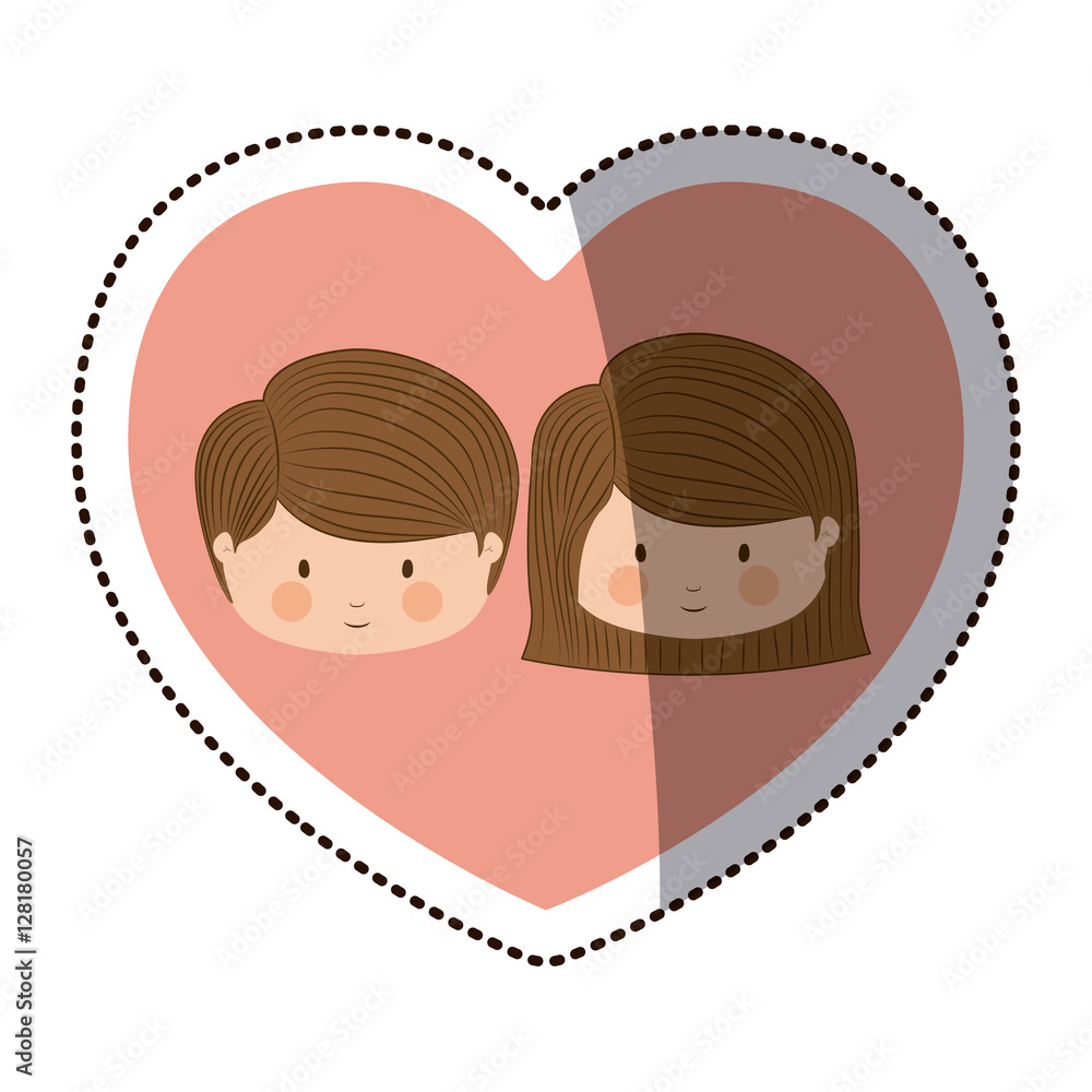 Boy and girl cartoon inside heart icon. Kid childhood little people and person theme. Isolated design. Vector illustration Boy and girl cartoon inside heart icon. Kid childhood little people and person theme. Isolated design. Vector illustration