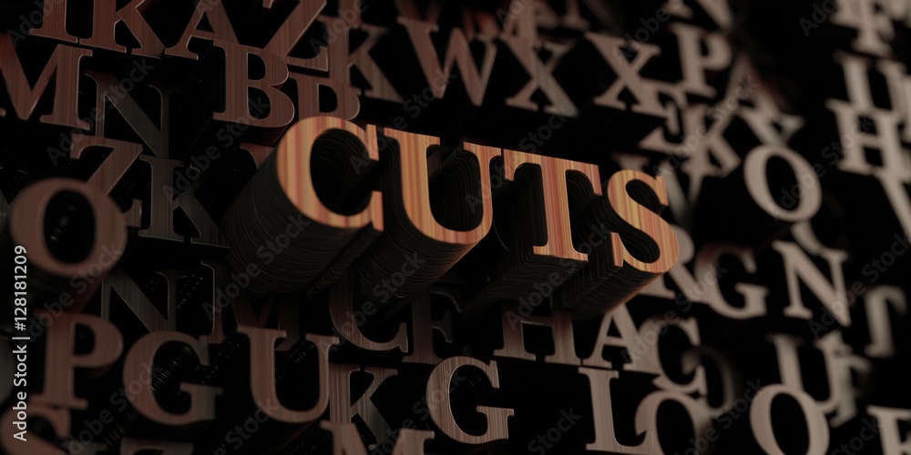 Cuts - Wooden 3D rendered letters/message.  Can be used for an online banner ad or a print postcard.
