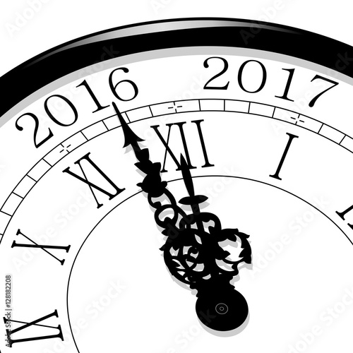 Nouvel an, horloge à 2017 en perspective