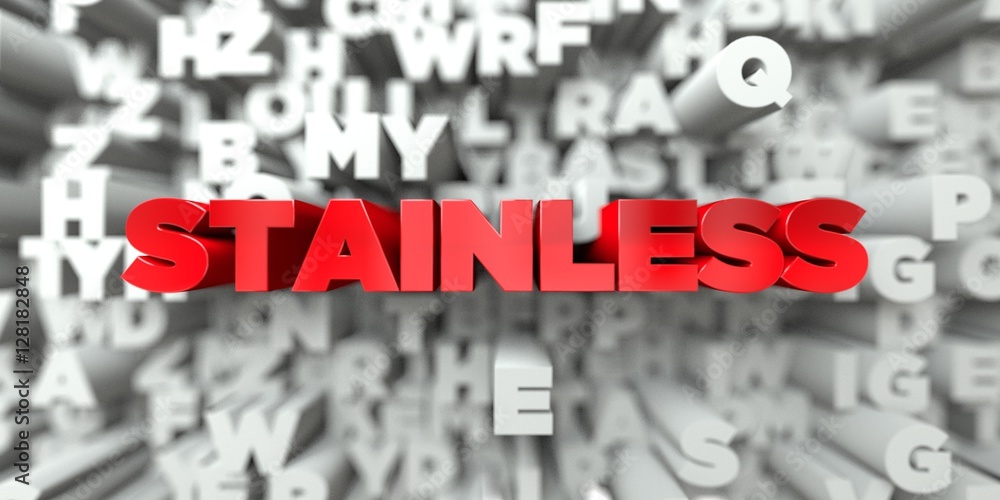 STAINLESS - Red text on typography background - 3D rendered royalty free stock image. This image can be used for an online website banner ad or a print postcard. STAINLESS - Red text on typography background - 3D rendered royalty free stock image. This image can be used for an online website banner ad or a print postcard.