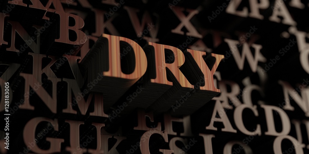 Dry - Wooden 3D rendered letters/message.  Can be used for an online banner ad or a print postcard.