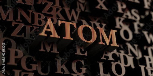 Atom - Wooden 3D rendered letters/message. Can be used for an online banner ad or a print postcard.
