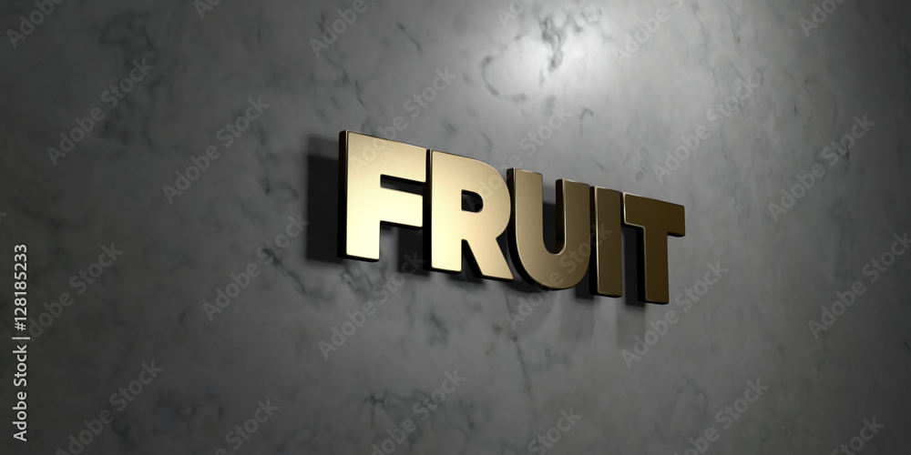 Fruit - Gold sign mounted on glossy marble wall - 3D rendered royalty free stock illustration. This image can be used for an online website banner ad or a print postcard. Fruit - Gold sign mounted on glossy marble wall - 3D rendered royalty free stock illustration. This image can be used for an online website banner ad or a print postcard.