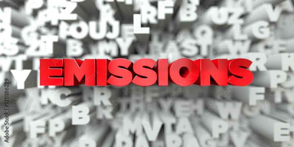 EMISSIONS - Red text on typography background - 3D rendered royalty free stock image. This image can be used for an online website banner ad or a print postcard. EMISSIONS - Red text on typography background - 3D rendered royalty free stock image. This image can be used for an online website banner ad or a print postcard.