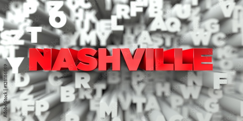 NASHVILLE - Red text on typography background - 3D rendered royalty free stock image. This image can be used for an online website banner ad or a print postcard. NASHVILLE - Red text on typography background - 3D rendered royalty free stock image. This image can be used for an online website banner ad or a print postcard.