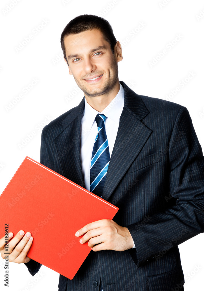 Businessman with folder, isolated on white background Businessman with folder, isolated on white background