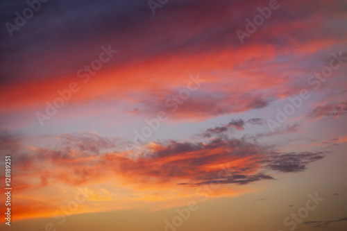 Fiery orange colorful sunset sky. Beautiful sky.