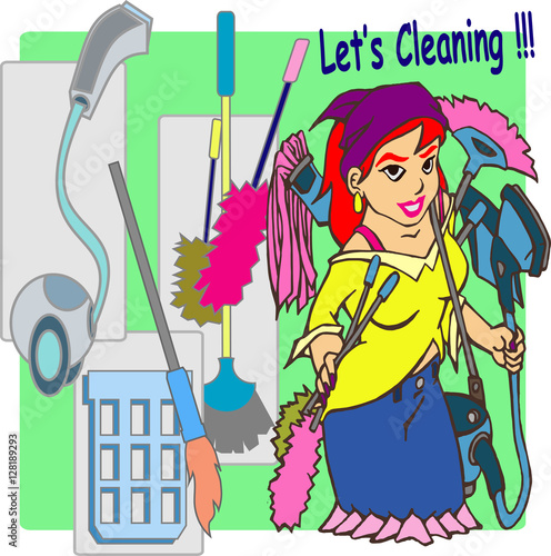 Woman in arm (cleaning services girls)