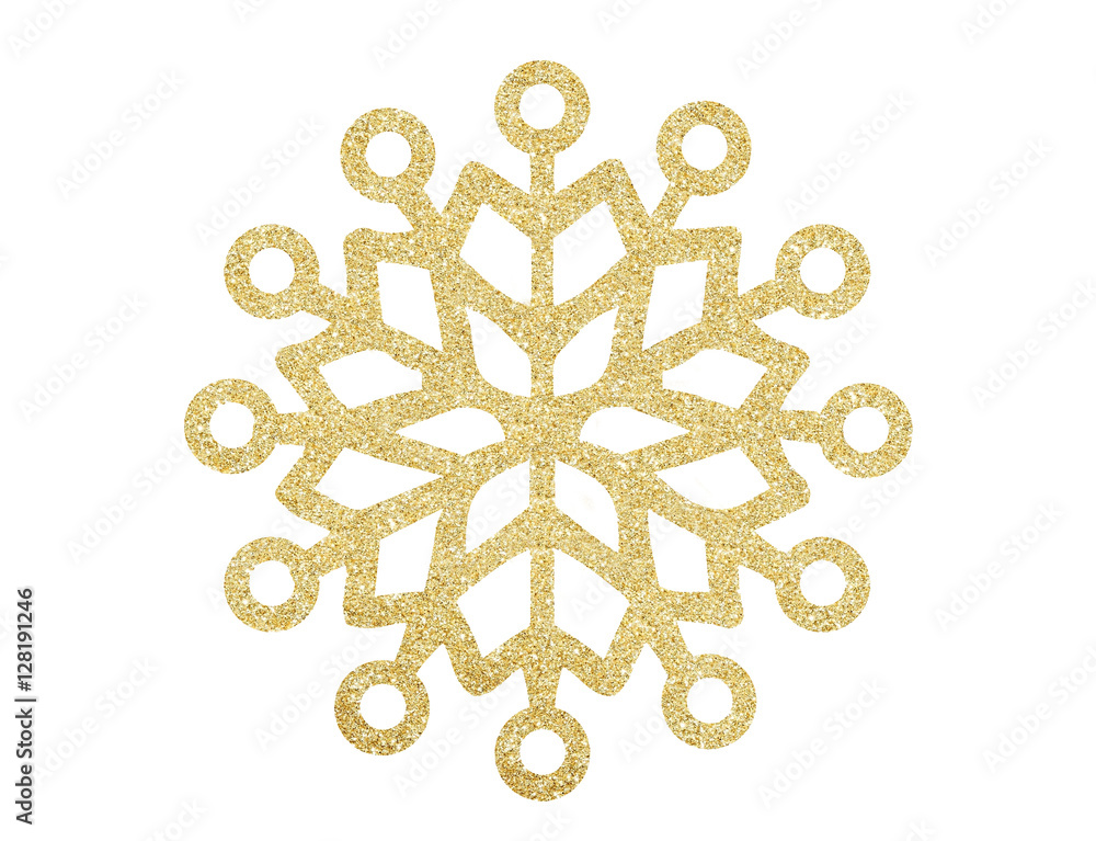 Obraz premium Golden Christmas snowflake isolated on white background