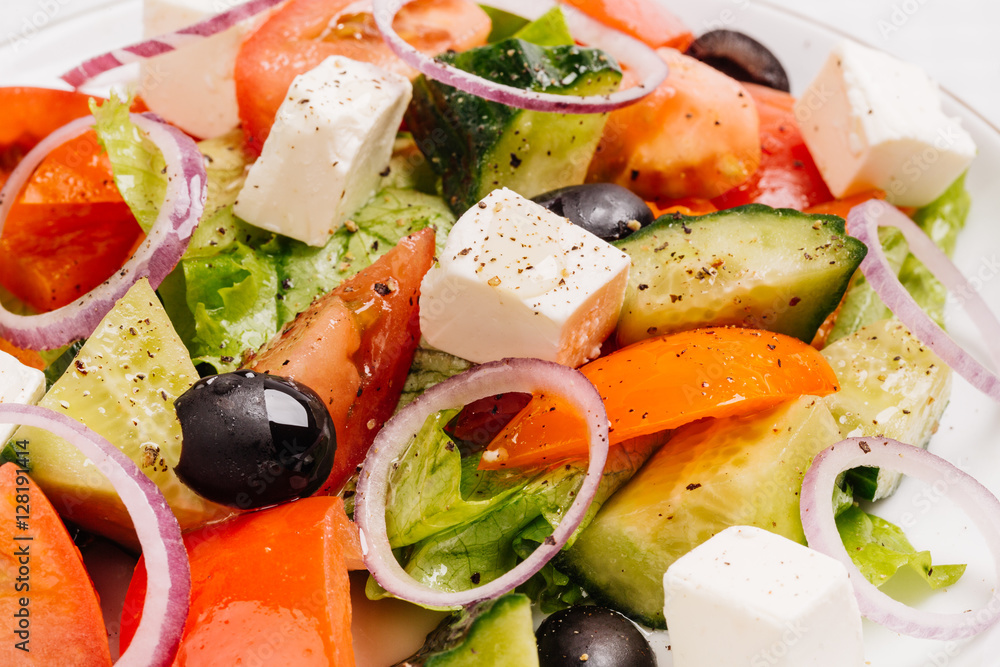 Salad with feta cheese and sun-dried olives Salad with feta cheese and sun-dried olives