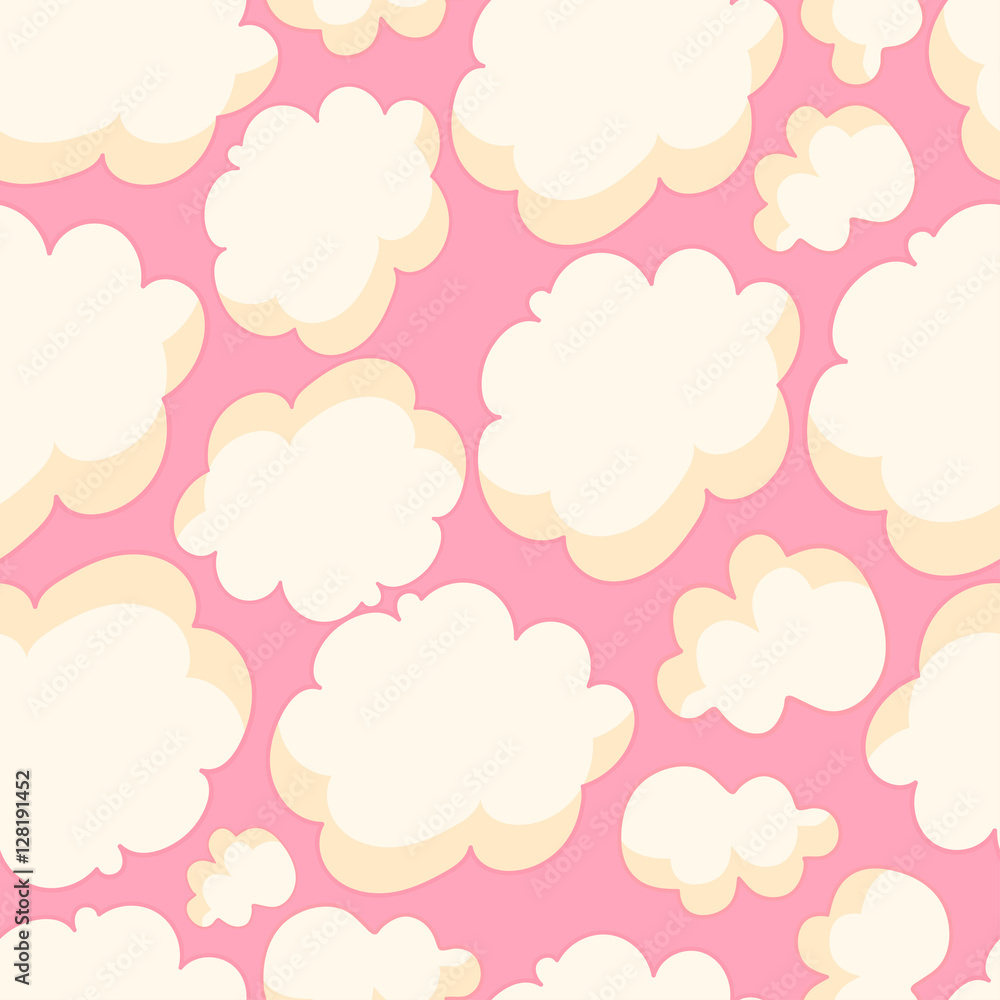 Bright seamless pattern with popcorn on a pink background. Bright seamless pattern with popcorn on a pink background.