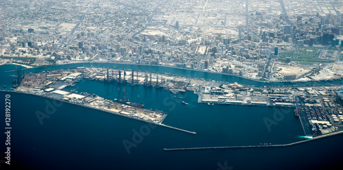 Aerial view of Dubai seaport