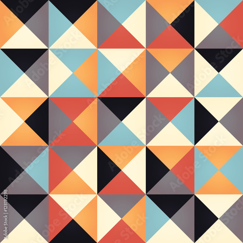 Geometric seamless pattern with colorful triangles in retro desi