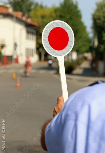 red paddle traffic photo