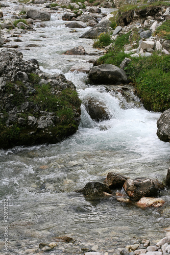 Mountain river flowing, in rocks landscape