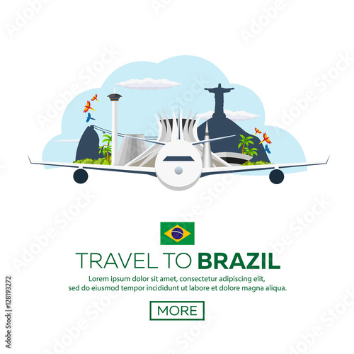 Banner Travel to Brazil, Rio de janeiro. Poster skyline. Vector illustration.
