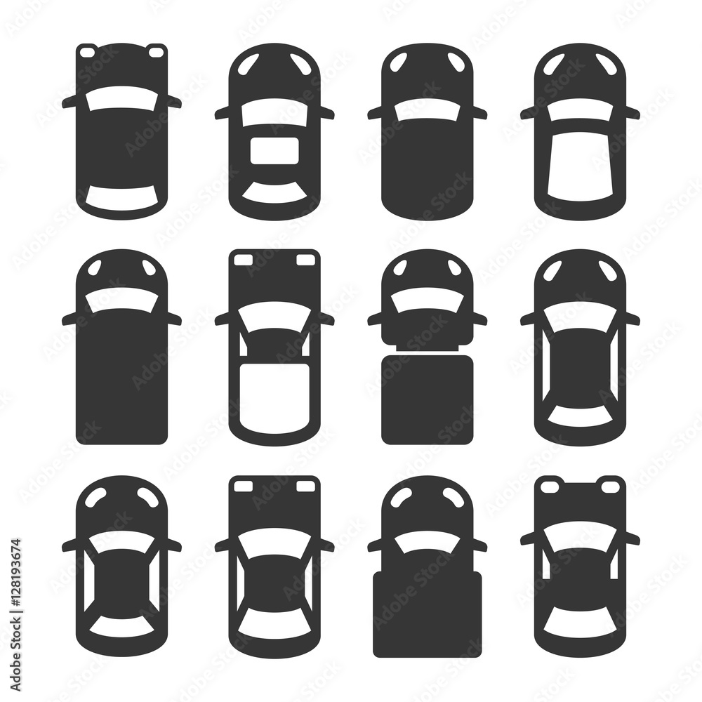 Car Top View Icons Set. Vector vector de Stock | Adobe Stock