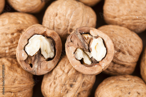 walnuts superfood on a wooden background photo