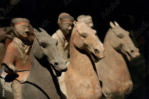Terracotta army China. Horses and riders.