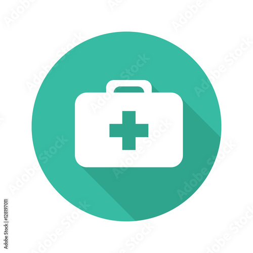 First aid kit flat design long shadow icon