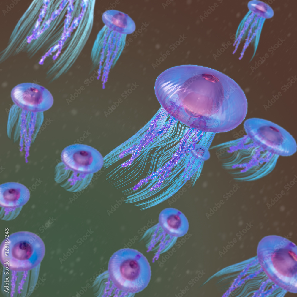 Naklejka premium jellyfish colorful abstract background