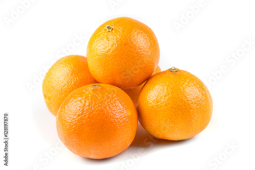 Stack of 5 navel oranges isolated on white background photo