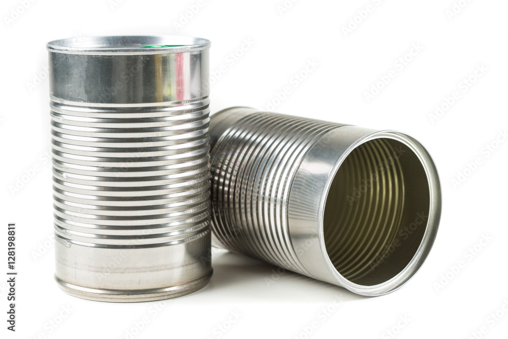 Two tin cans isolated on white background Two tin cans isolated on white background