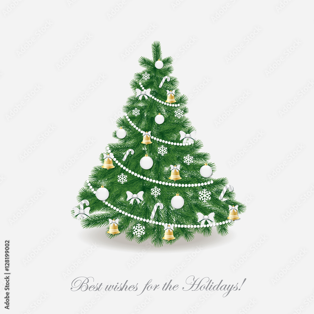 Christmas tree. Traditionally decorated. Realistic. Christmas tree. Traditionally decorated. Realistic.