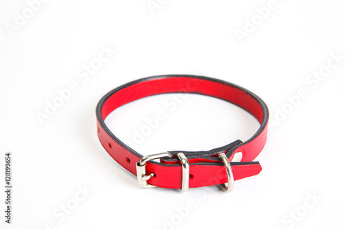 Leather red dog collar