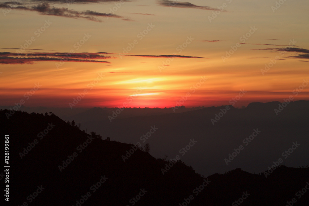 beautiful sky at sunrise in Bromo tengger national park beautiful sky at sunrise in Bromo tengger national park