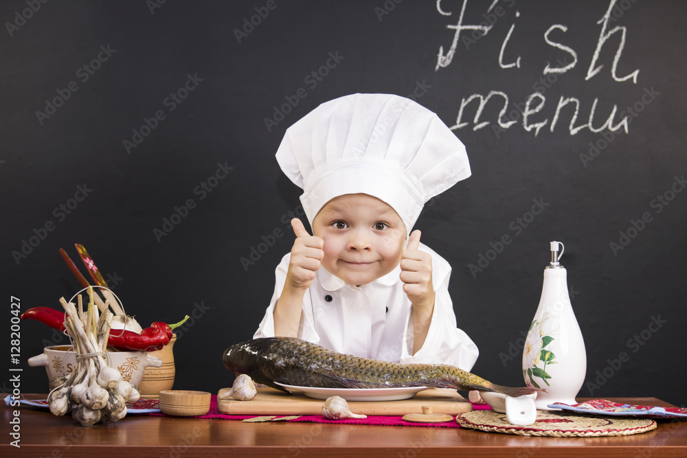 funny boy chef prepares fish funny boy chef prepares fish