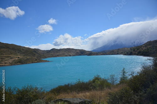 Landscape of volcano,Glacier and lake in Patagonia Chile