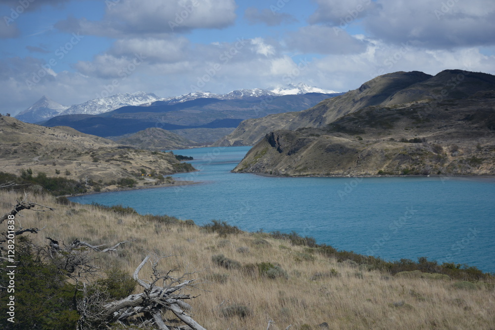 Landscape of volcano,Glacier  and lake in Patagonia Chile