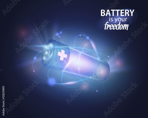 Power battery, full charge with lighting. Alternative energy.