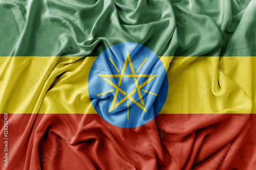 Ruffled waving Ethiopia flag