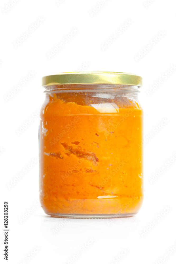 Canned vegetables in glass jars isolated on white background Canned vegetables in glass jars isolated on white background