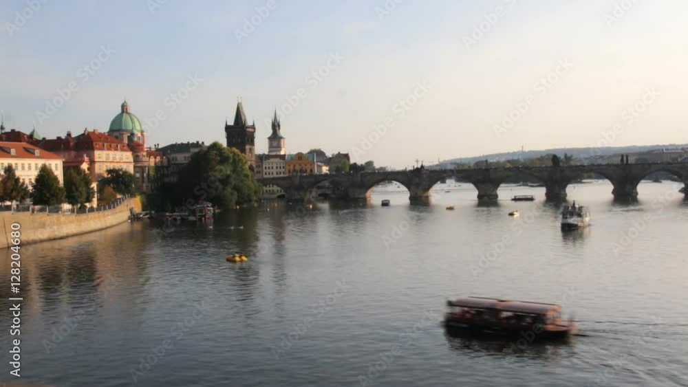 Pargue , view of the Lesser Bridge Tower and Charles Bridge (Karluv Most), Czech Republic. Pargue , view of the Lesser Bridge Tower and Charles Bridge (Karluv Most), Czech Republic.