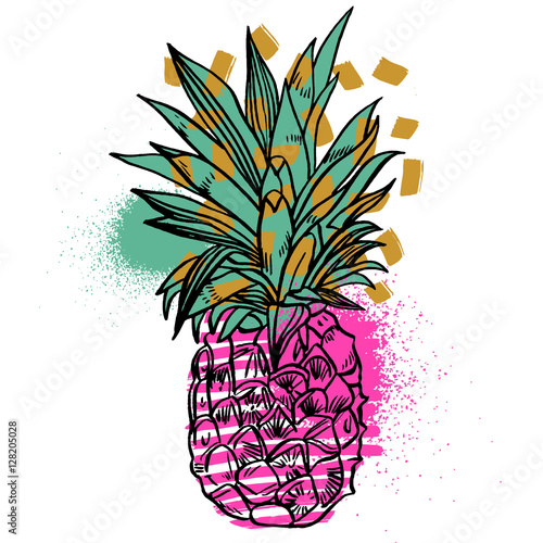 Pineapple tropical fruit. Vector object.