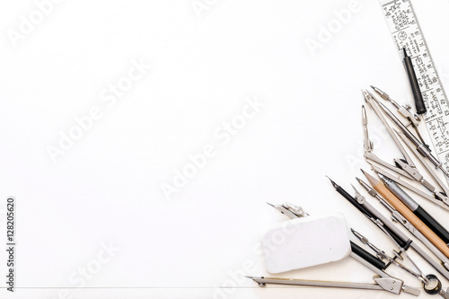 Obraz na płótnie drawing tools on a background of white sheet w salonie