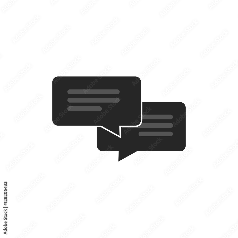 Chat icon vector isolated on white background, flat style dialog bubble speech symbol, messages concept, black and white monochrome sms or chatting icon Chat icon vector isolated on white background, flat style dialog bubble speech symbol, messages concept, black and white monochrome sms or chatting icon