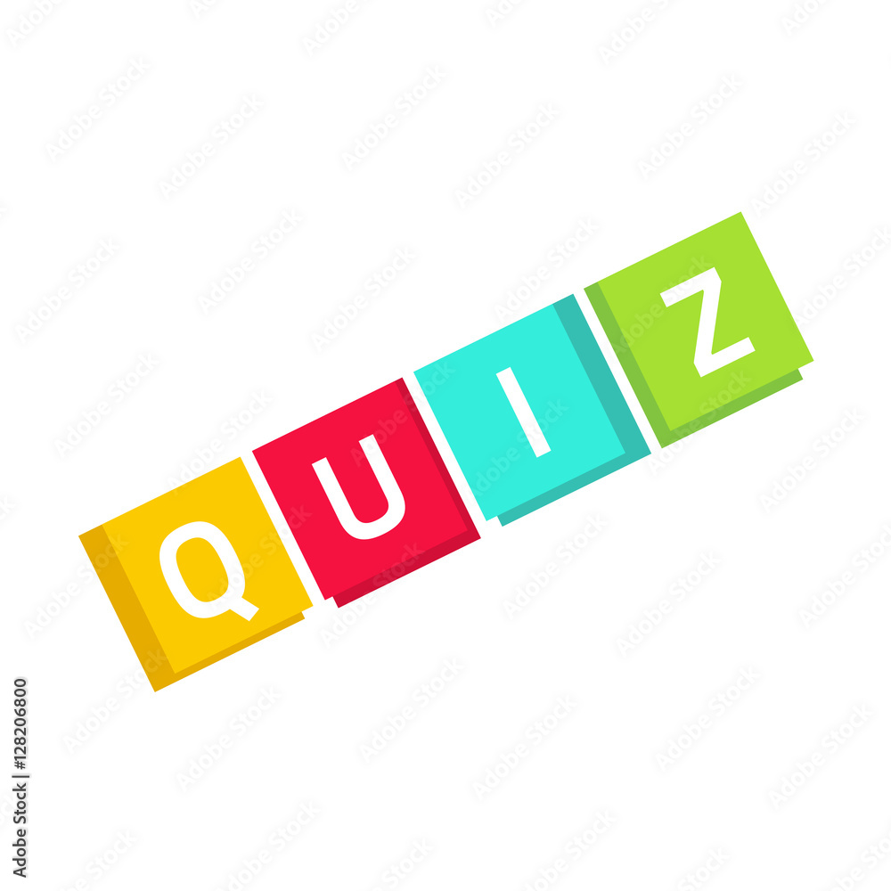 Quiz logo vector in cubes, questionnaire show icon concept, flat style quiz text isolated on white background Quiz logo vector in cubes, questionnaire show icon concept, flat style quiz text isolated on white background