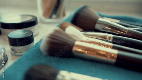 Big brush set for make-up on table