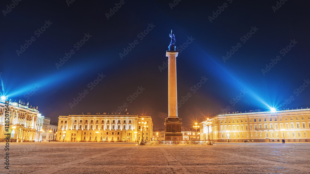 winter view of the Palace Square in St. Petersburg at night