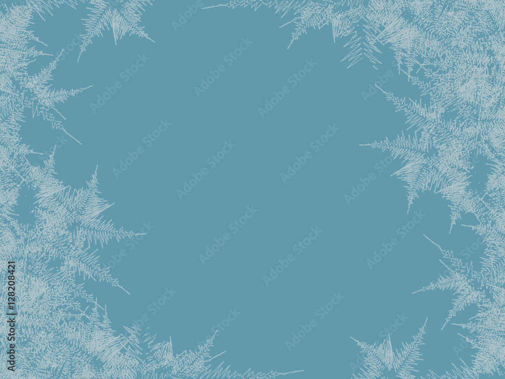 Winter frosted window background. Freeze and wind at the glass. Vector illustration. Design texture